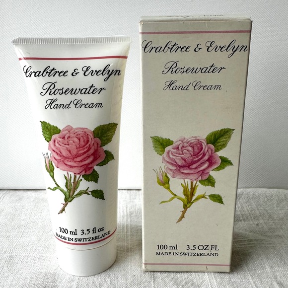 Vintage 1987 Crabtree & Evelyn Rosewater Hand Cream Light Perfumed‎ 3.5 fl oz - Picture 1 of 8